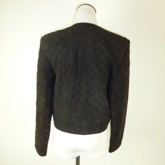 CAROLINE MOORE channel quilted lamb leather SUEDE JACKET blazer cropped vintage - Picture 6 of 7